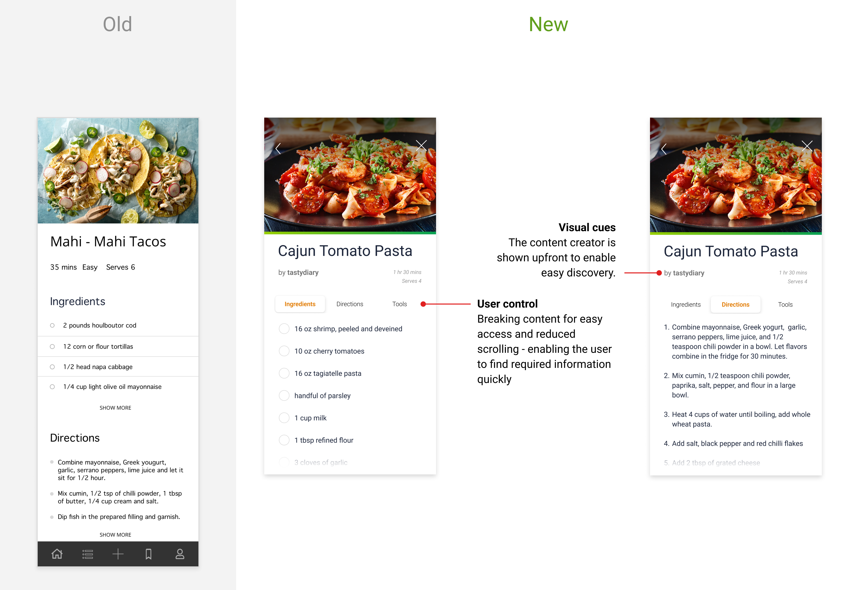Redesigned Screens